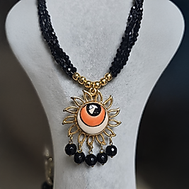 Turuncu Güneş Göz Kolye