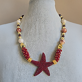 Bordo Yıldız Kolye Küpe