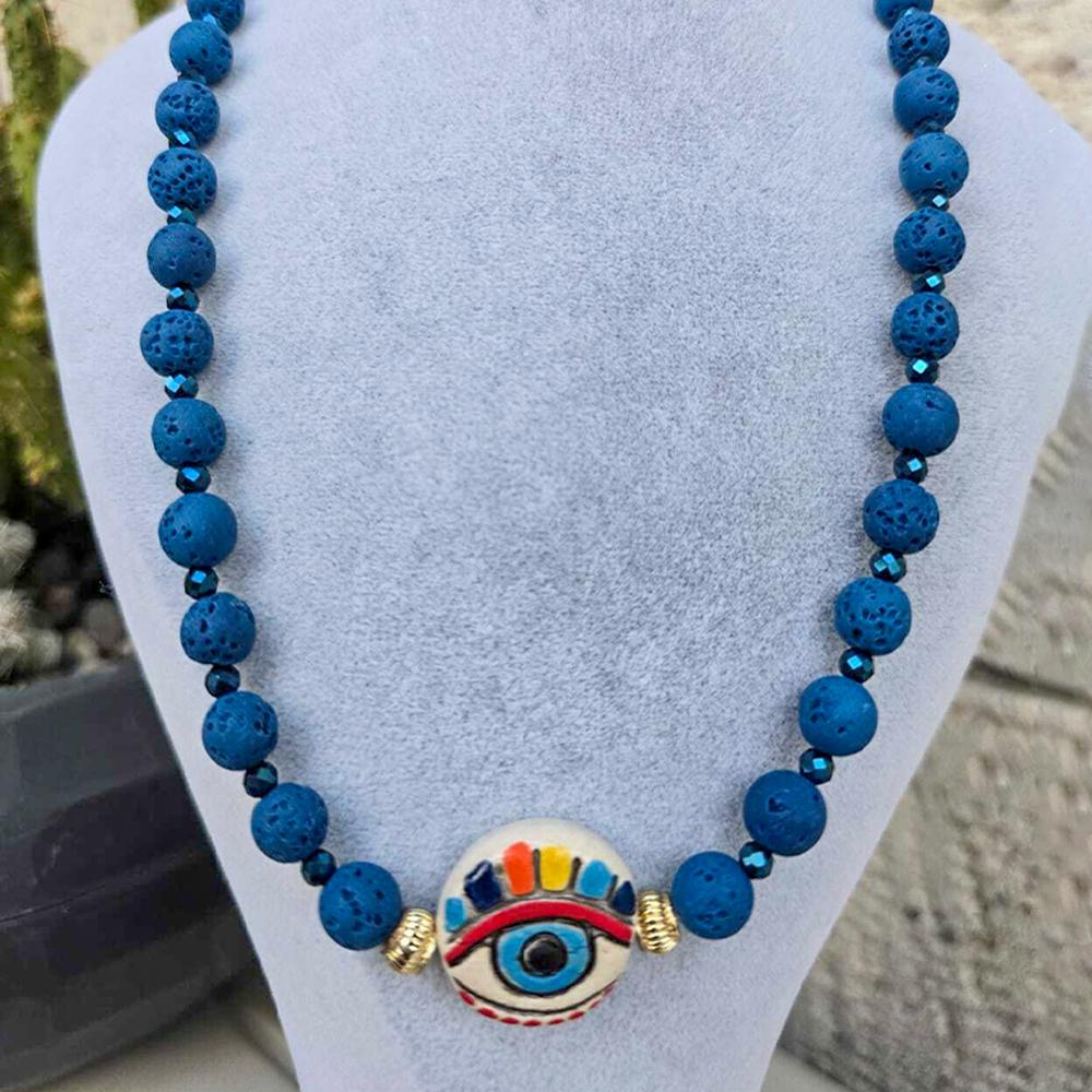 Seramik Göz Boncuklu Kolye