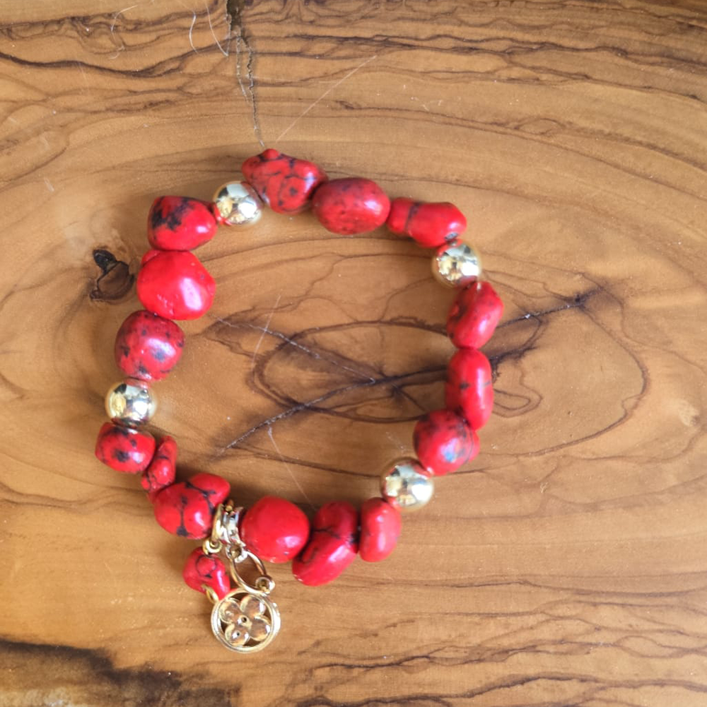 Amorf Mercan ve Hematit Bileklik