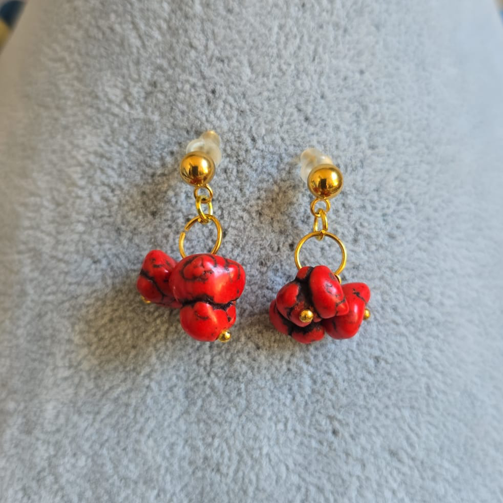 Çelik Düğme Model Mercan Küpe