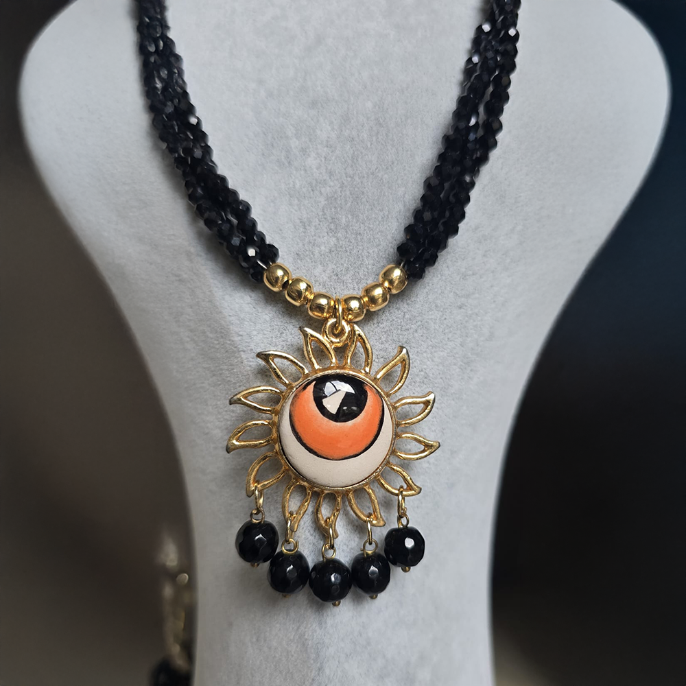 Turuncu Güneş Göz Kolye